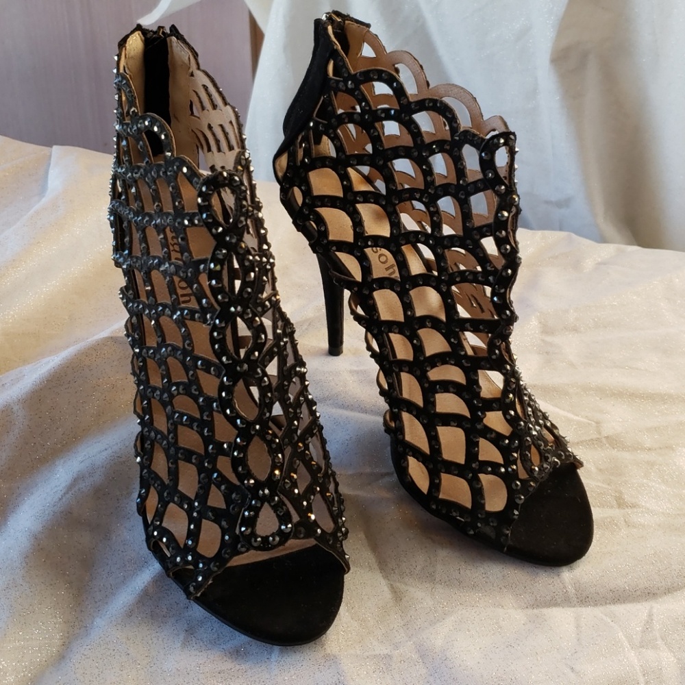 Zigi Soho Duran Peep Toe Cage Bootie Rhinestone